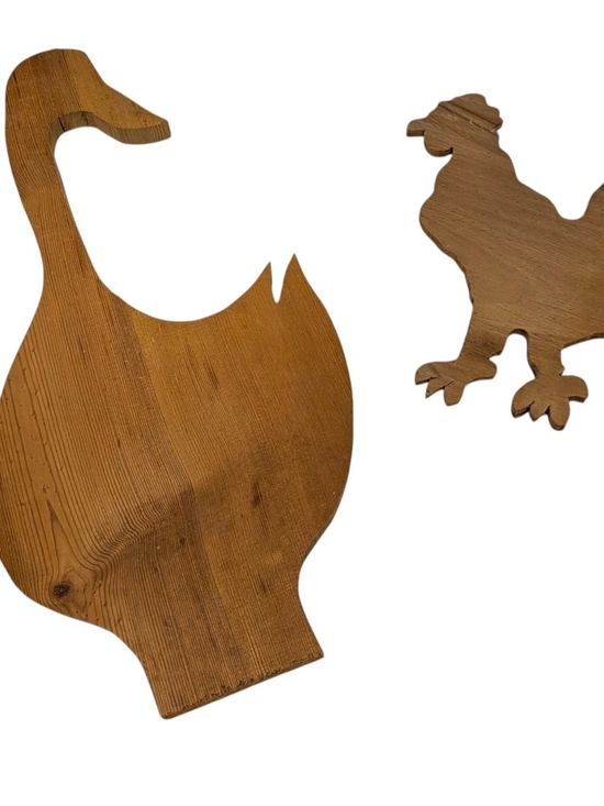 Handmade Other - Vintage Set of 2 Antique Handmade Unfinished Raw Wood Cutouts